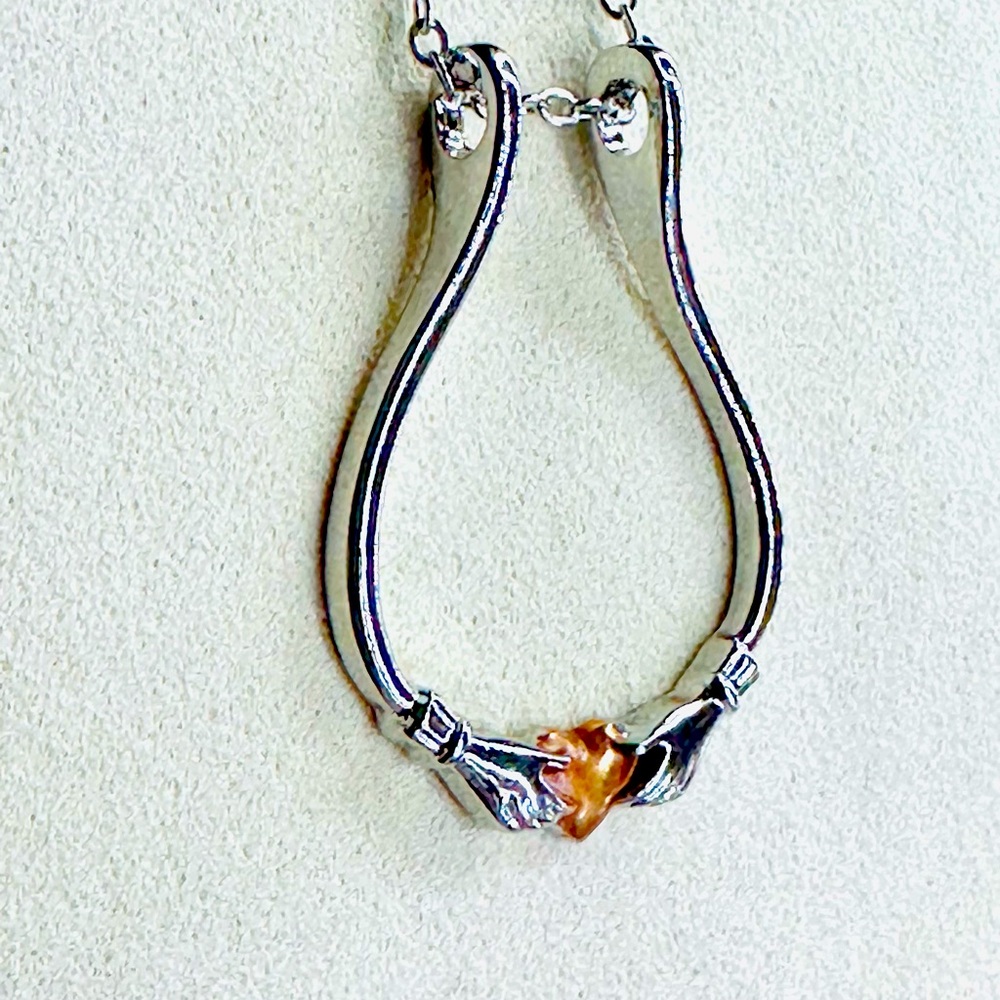 Claddagh Design Ring Keeper Necklace with Rose Gold Accent - Silver - Picture 3 of 4